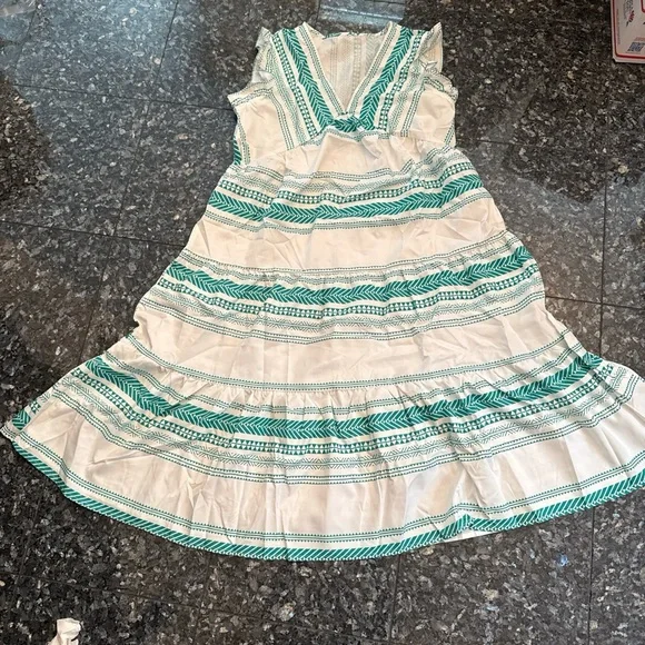 Green and White Striped Summer Midi Dress - Picture 3 of 5